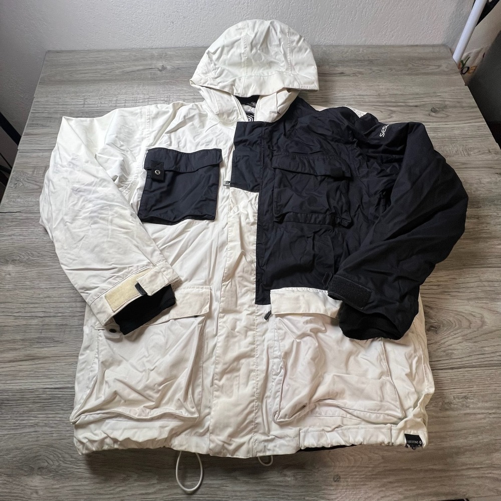 Sessions Supreme Snowboard Jacket Mens‎ XL White Black RECCO Technical Parka